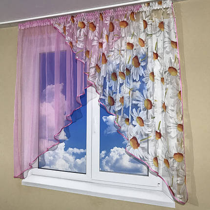 Кухонні фіранки на маленьке вікно №418 рожева, фото 3