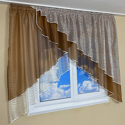 Фіранка на кухню №420 коричнева, фото 3