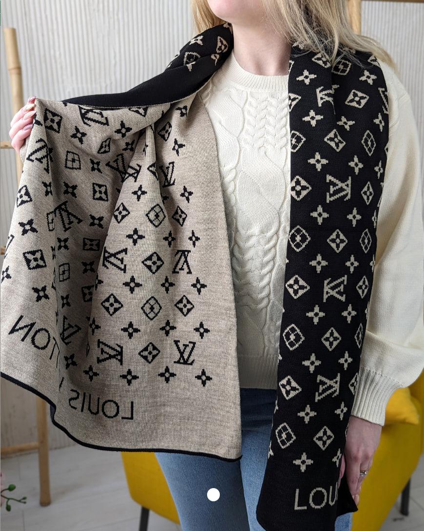 ПАЛАНТИН ШАРФ, ХУСТКА LOUIS VUITTON ЛУЇ ВІТОН чорно-пісочний