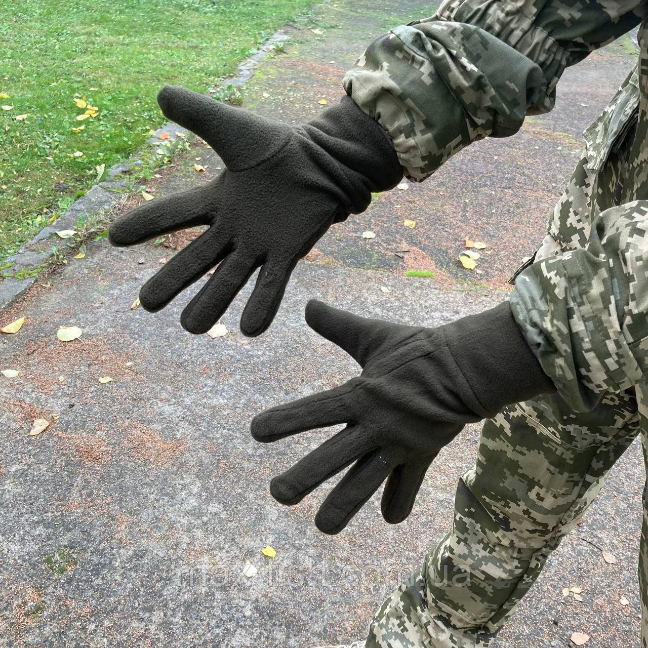 Рукавички флісові Оливкові зимові до -15