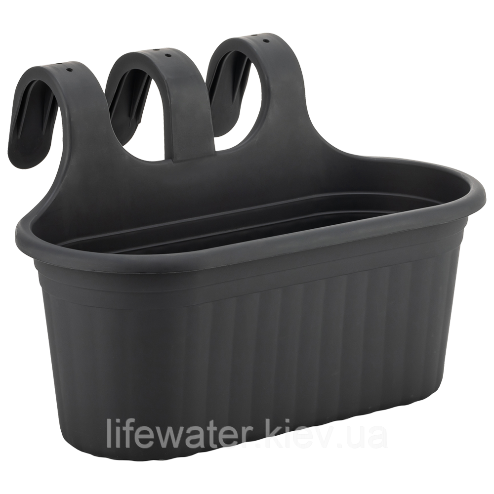 Горщик для квітів балконний підвісний Camellia 6,5 л антрацитовий, фото 1