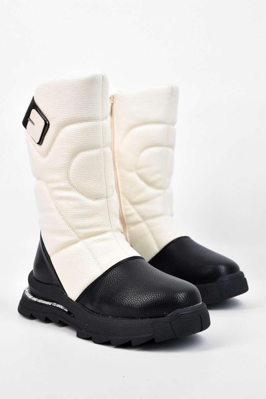Чоботи зимові дитячі дівчинка молочного кольору 196184T Безкоштовна доставка, фото 1