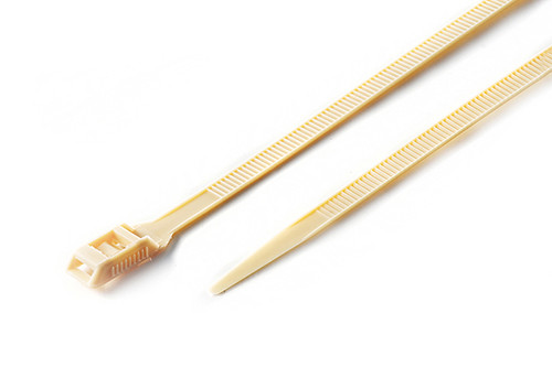 Хомут пластиковий кабельна стяжка з низьким профілем замка ширина 8 довжина 400мм бежевий пачка 100шт APRO