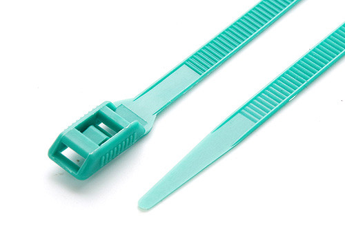 Хомут пластиковий кабельна стяжка з низьким профілем замка ширина 8 довжина 400мм бірюзовий пачка 100шт APRO