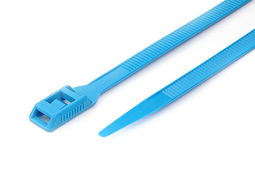 Хомут пластиковий кабельна стяжка з низьким профілем замка ширина 8 довжина 400мм блакитний пачка 100шт APRO