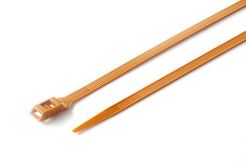 Хомут пластиковий кабельна стяжка з низьким профілем замка ширина 8 довжина 400мм коричневий пачка 100шт APRO