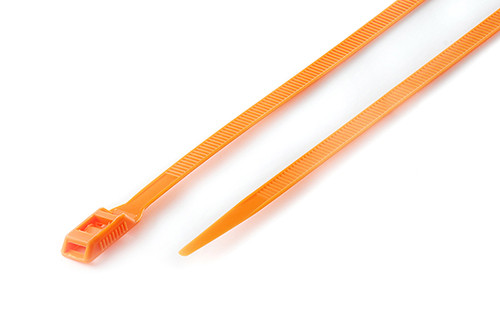 Хомут пластиковий кабельна стяжка з низьким профілем замка ширина 8 довжина 400мм помаранчевий пачка 100шт APRO