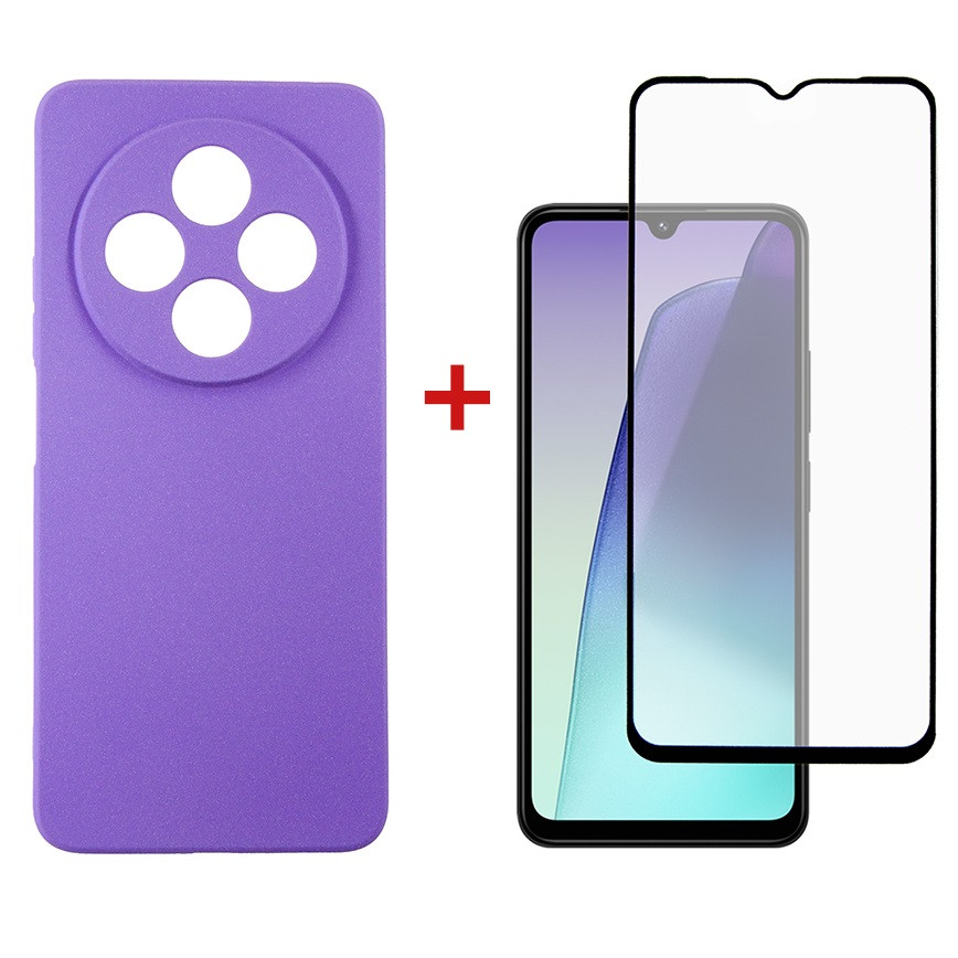 Чохол-накладка Dengos Carbon для Xiaomi Redmi 14C Purple (DG-KM-121) + захисне скло, фото 1