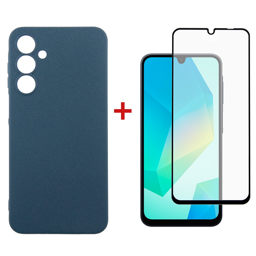 Чохол-накладка Dengos Carbon для Samsung Galaxy A16 5G SM-A166 Blue (DG-KM-122) + захисне скло, фото 1