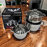 Каструлі з нержавійки Banoo 3 шт. набір каструль з кришками різних об'ємів 3л 4л 7л для всіх видів плит, фото 6