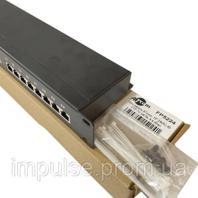 Патч-панель Atcom 19" 24 порта FTP 1U cat.5e with cable organizer FP5224 impulse, фото 1
