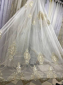 Тюль фатін 3д заввишки 2,9 м. кремова