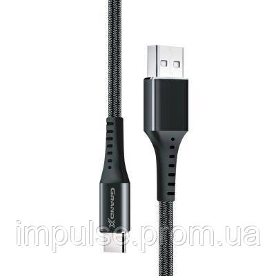 Дата кабель USB 2.0 AM to Type-C 1.2m Black Grand-X FC-12B impulse, фото 1