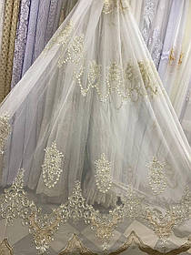 Тюль  Сітка 3D кремова