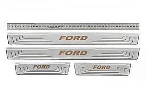 Універсальні накладки на пороги Ford V-2 (4 шт., нерж) для Тюнінг Ford