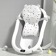 Дитяча ванночка для купання новонароджених з термометром та подушкою Сіра