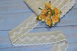 Мереживо 6,5 см біло-бежеве натуральне бавовняне.