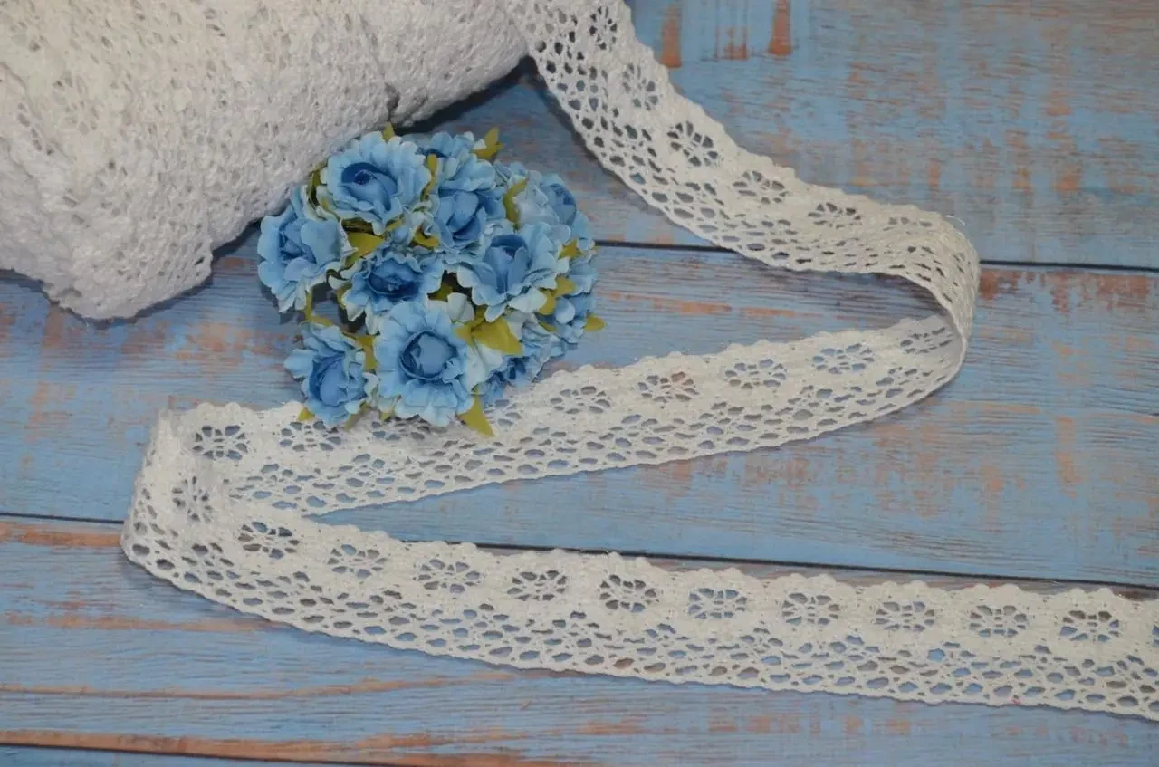 Мереживо 2,8 см біле натуральне бавовняне., фото 1