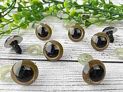 Очі круглі безпечні з фіксатором 18мм, мокко, (пара 2 шт)