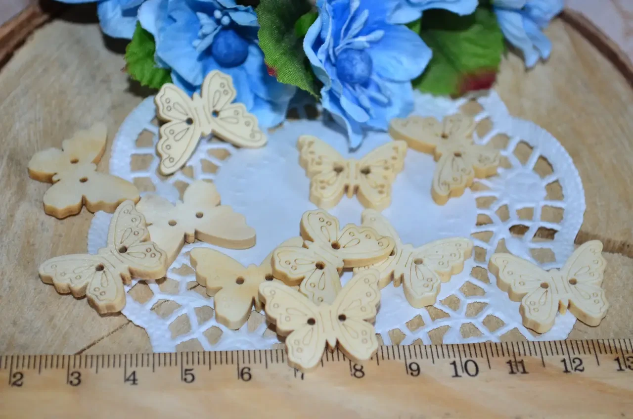 Ґудзик дерев'яний Метелик (1 шт.)., фото 1