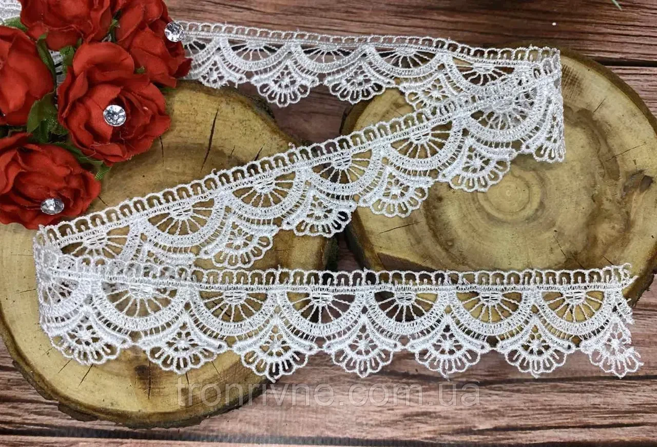 Мереживо сніжно біле макраме 3 см (Туреччина)., фото 1
