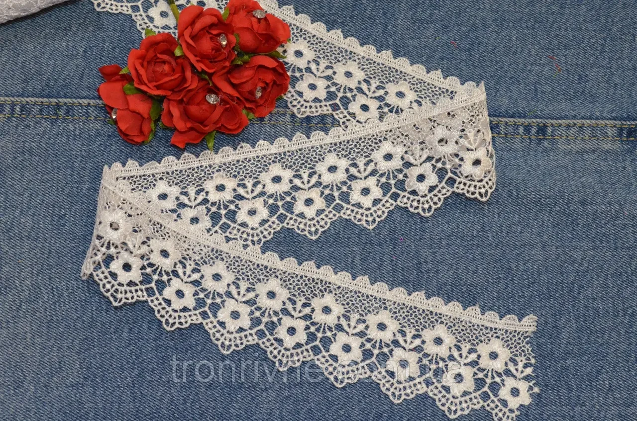 Мереживо сніжно біле макраме 5 см (Туреччина)., фото 1