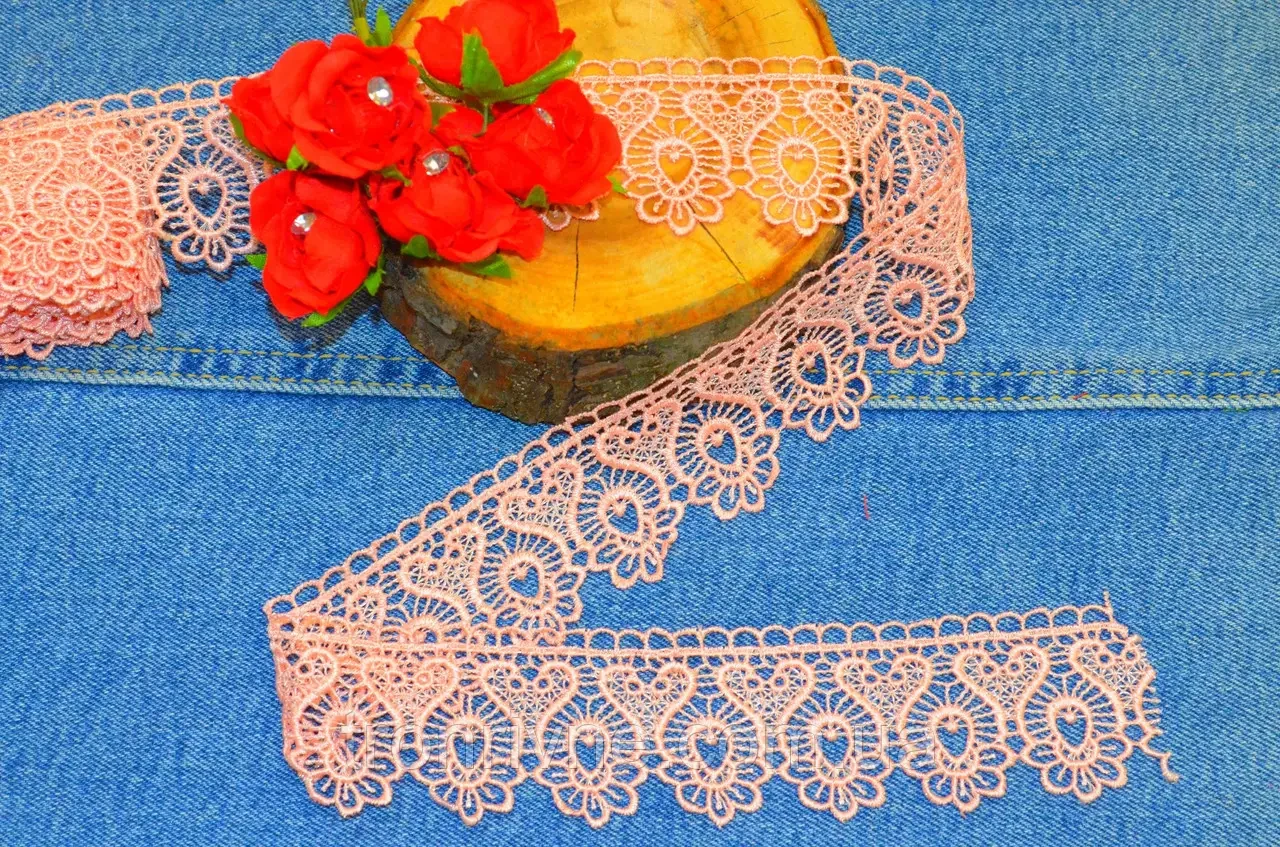 Ажурне мереживо персикове макраме 4,5 см (Туреччина)., фото 1