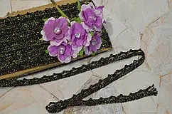 Чорне мереживо із золотою ниткою натуральне 1 см., фото 1