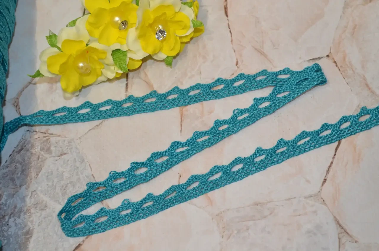 Мереживо бірюза натуральне 1 см., фото 1