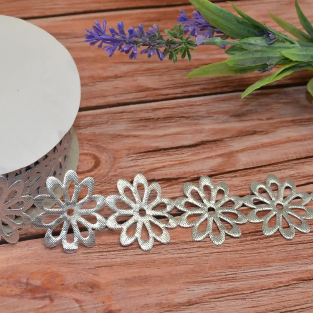Лента ажурная серая 4 см (бобина 18 м)., фото 1
