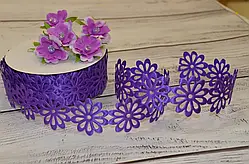Лента ажурная фиолетовая Цветок 4 см (бобина 18 м).