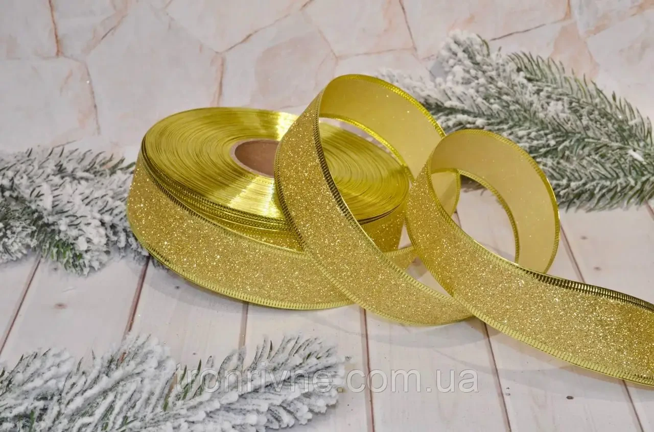Стрічка глітер золото 3.8 см, фото 1
