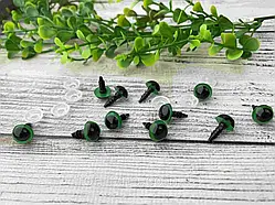 Штучні очі круглі безпечні зелені з фіксаториом 10мм (пара 2 Шт)