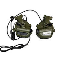 Навушники тактичні Earmor M32X Mark3, активні, з кріпленням на шолом і знімним мікрофоном, колір Олива