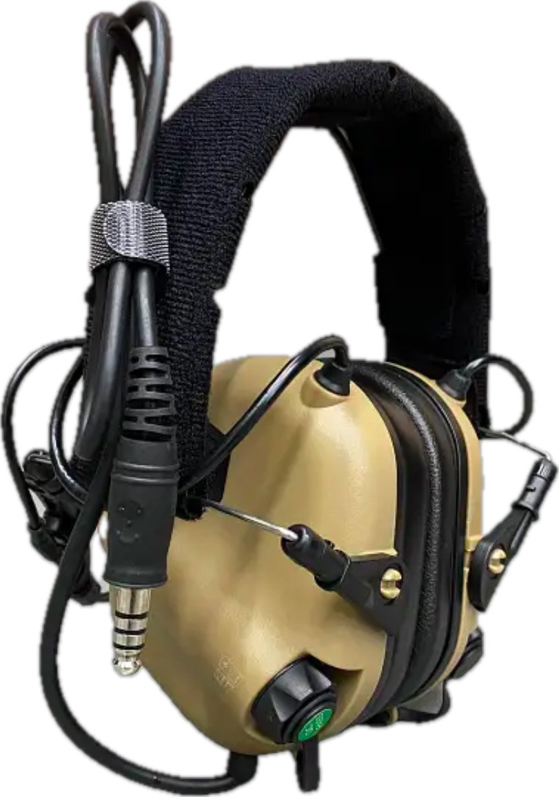 Навушники тактичні Earmor M32 Mod3 Койот зі знімним мікрофоном і гарнітурою, активні навушники військові, фото 1