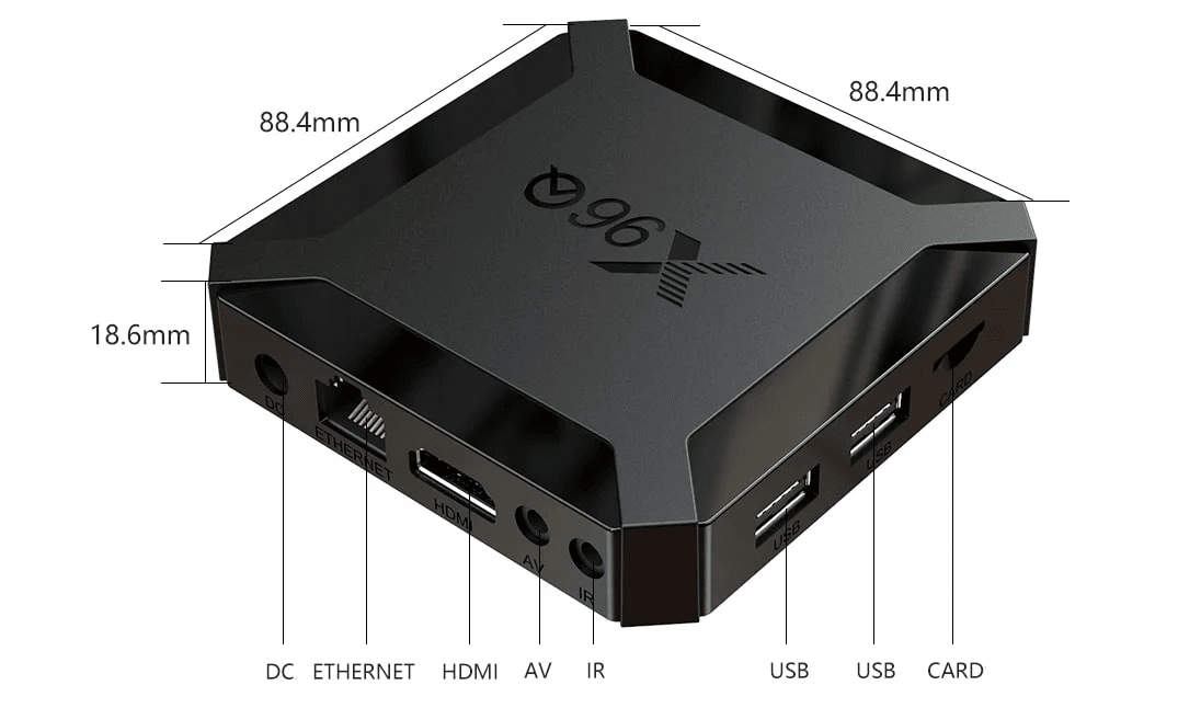 Розміри та роз'єми смарт-приставки X96Q 2 16 gb