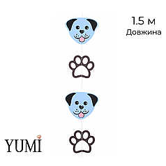 Гірлянда картон 034 пласка Чорно-блакитні собачки 1,5 м