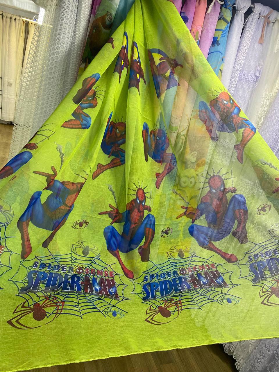 Тюль  батист Людина Павук ( жовтий)