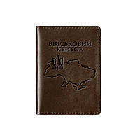 Шкіряна обкладинка для військового квитка Кордон шоколад Grande Pelle 257620