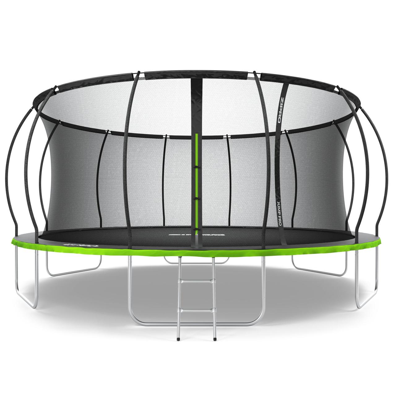 Батут Zipro Jump Pro Premium з внутрішньою сіткою 16 футів 496 см чорно-зелений