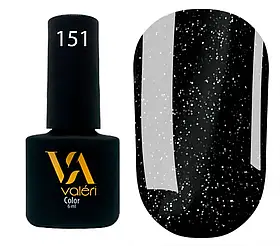 Гель-лак для нігтів Valeri №151,чорний з блискітками 6 мл