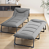 Розкладачка з м'яким матрацом 193 см до 150 кг. LEOBRO Сіра (FB-S14), фото 2