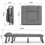 Розкладачка з м'яким матрацом 193 см до 150 кг. LEOBRO Сіра (FB-S14), фото 3