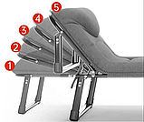 Розкладачка з м'яким матрацом 193 см до 150 кг. LEOBRO Сіра (FB-S14), фото 4