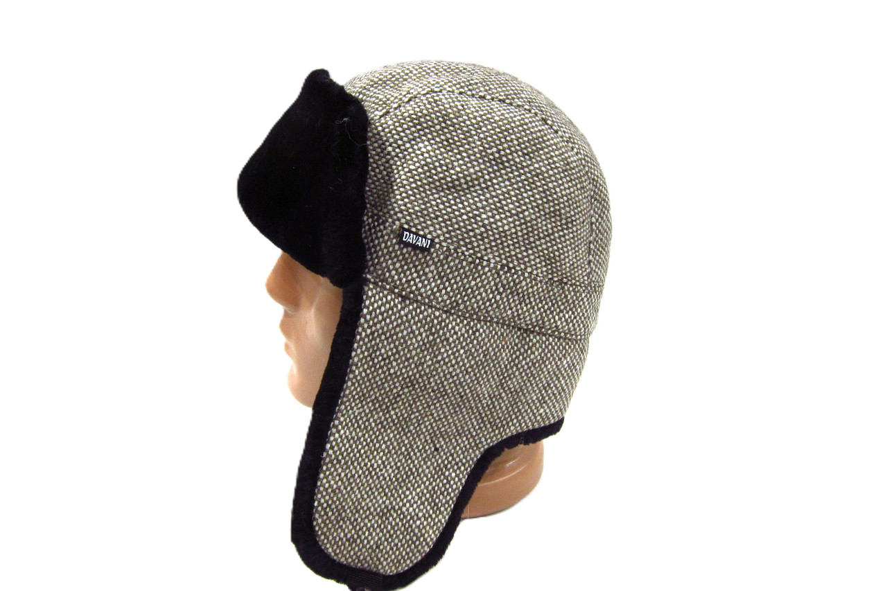 Шапка вушанка з пальтової тканини зі штучним хутром DAVANI 55019, фото 1