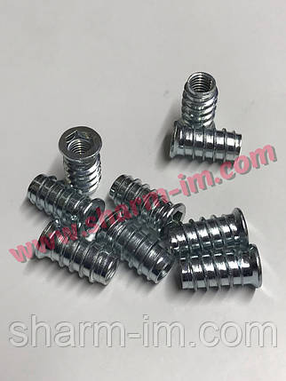 Меблева різьбова Втулка-Муфта М8х24 мм Сталева, фото 1