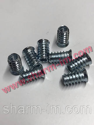 Меблева різьбова Втулка-Муфта М6х20 мм Сталева, фото 1