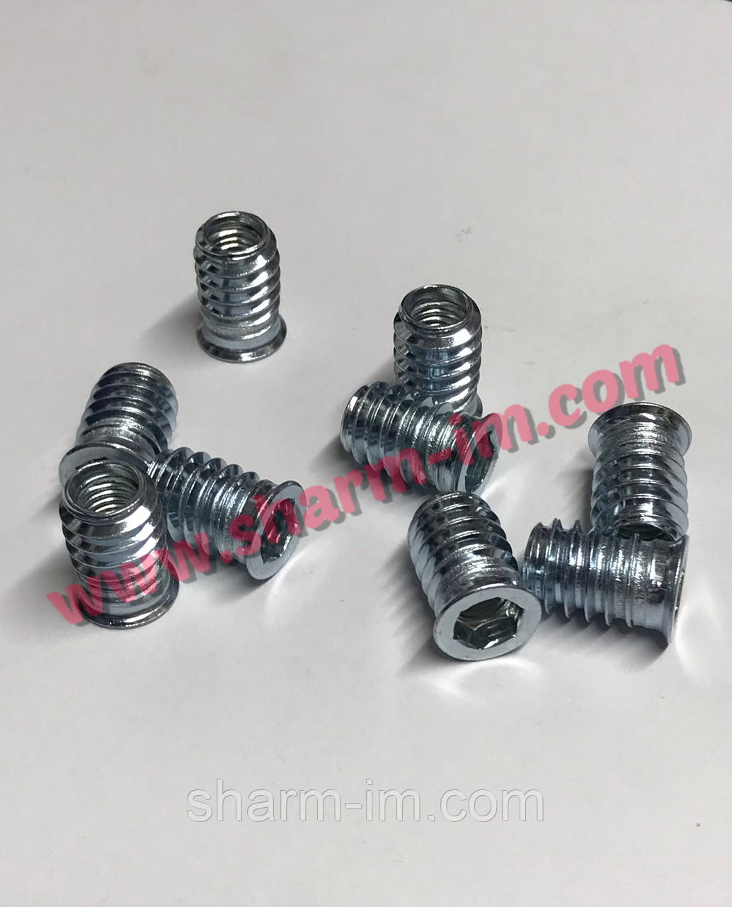 Меблева різьбова Втулка-Муфта М8х20 мм Сталева