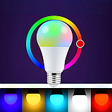 Світлодіодна RGB лампа в патрон E27 + пульт / LED лампочка / Розумна лампа світлодіодна / Лед лампа, фото 3