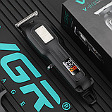 Акумуляторна машинка для стрижки волосся з дисплеєм + 3 насадки, VGR V-918 / Професійний тример чоловічий, фото 2